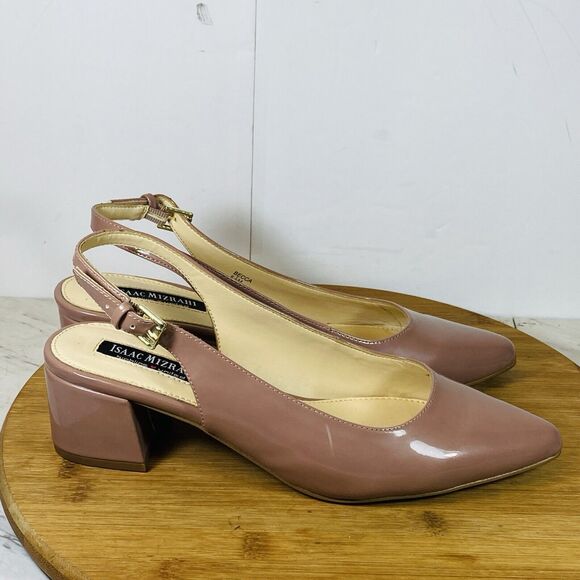 Isaac Mizrahi Women's Becca Pink Patent Leather Pumps With Ankle Strap Size 8.5M - Picture 2 of 6